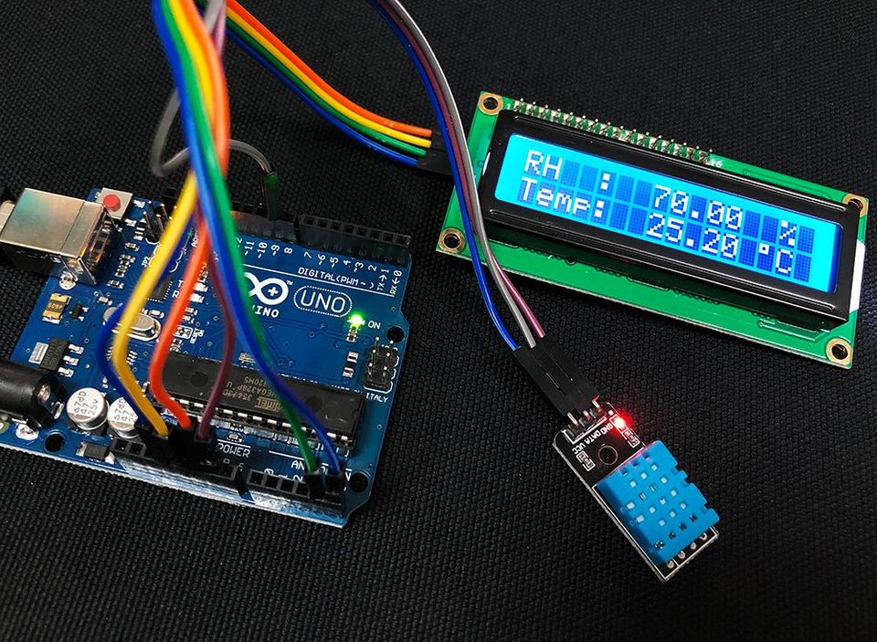 DHT11入門+結合1602 LCD，Arduino簡易溫濕度計