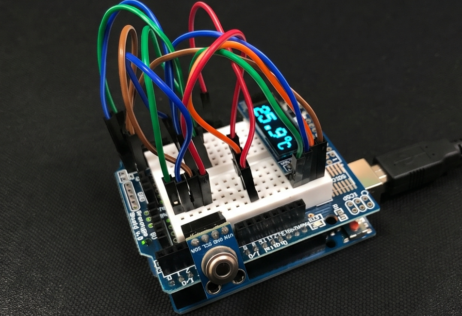 Arduino 非接觸式溫度計｜GY-906+0.91 吋 OLED