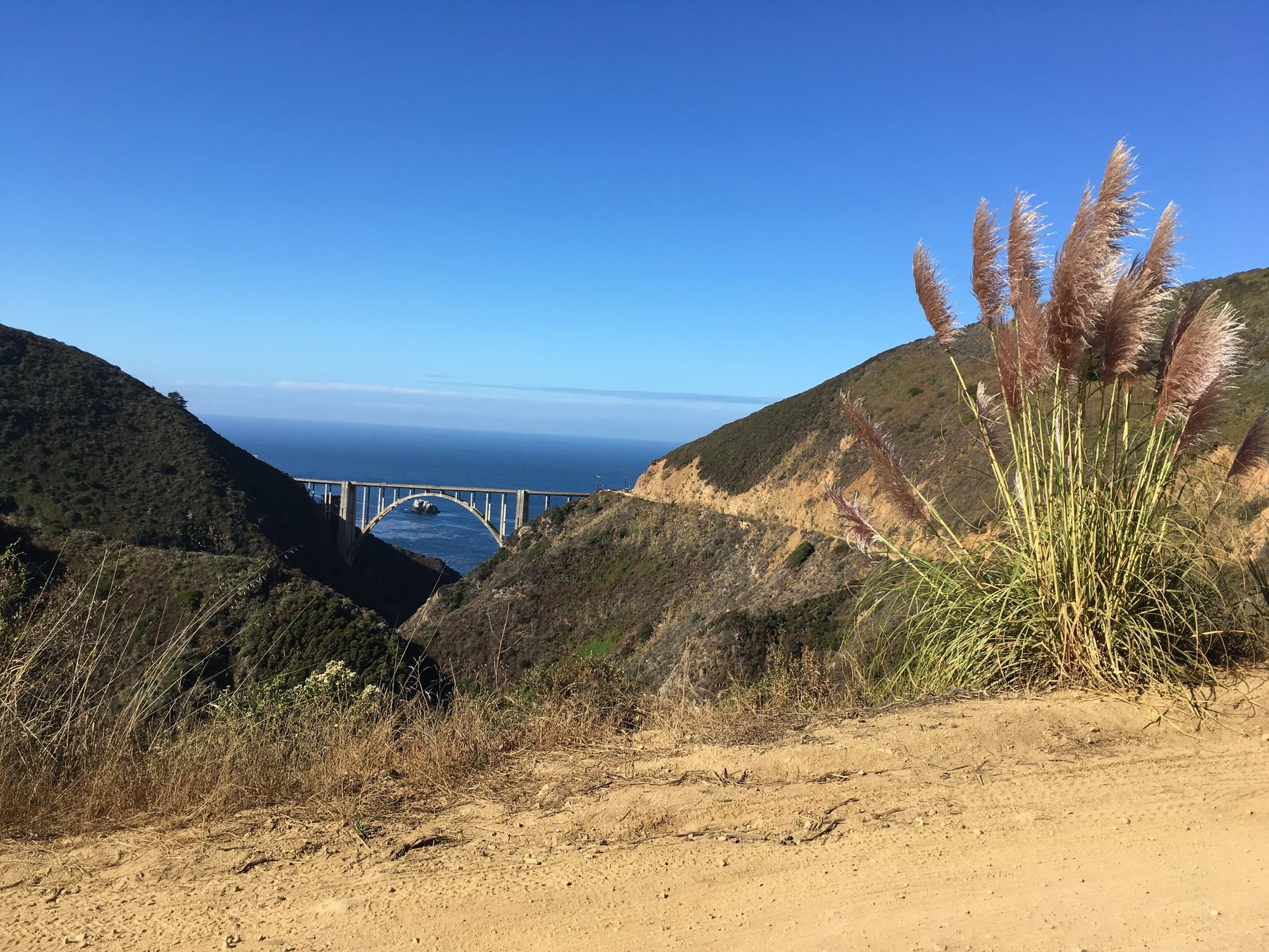 Bixby Bridge framed in the canyon on the last mile back