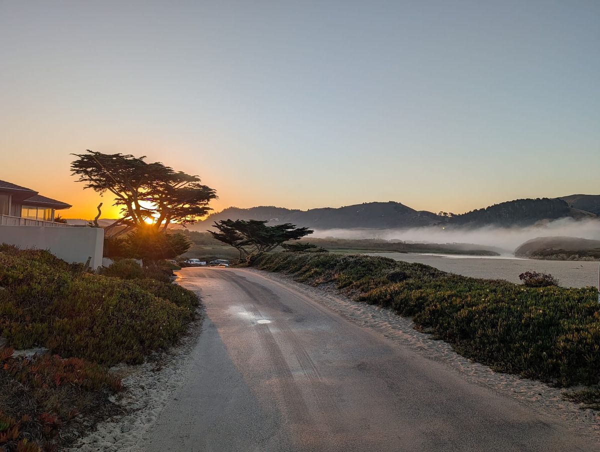 Sunrise over the Carmel River mouth, looking toward Inspiration Point