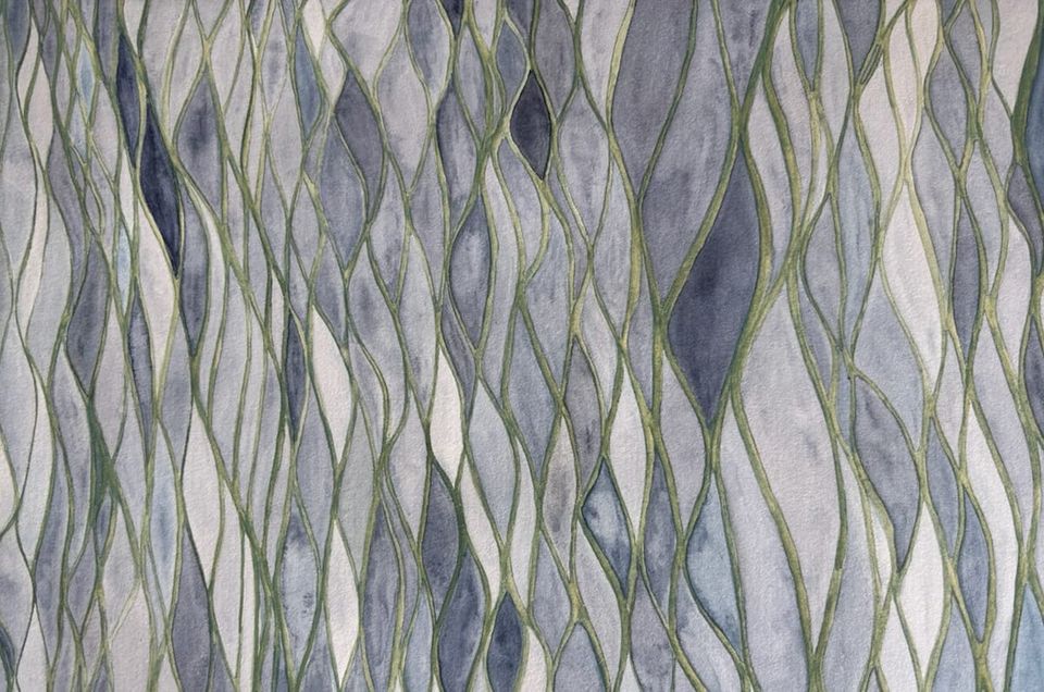 Blue and green abstract watercolor painting by Laurel Hunter