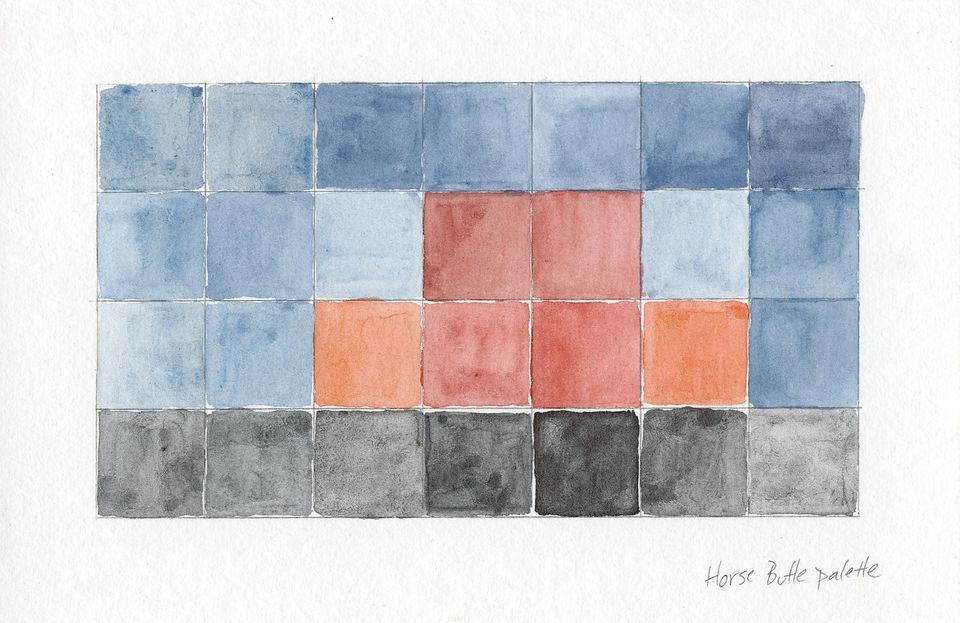 The color palette of Horse Butte in watercolor