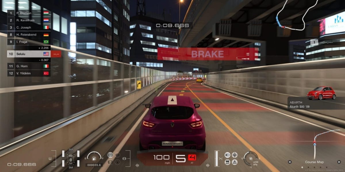 Gran Turismo in-game image of car racing on track