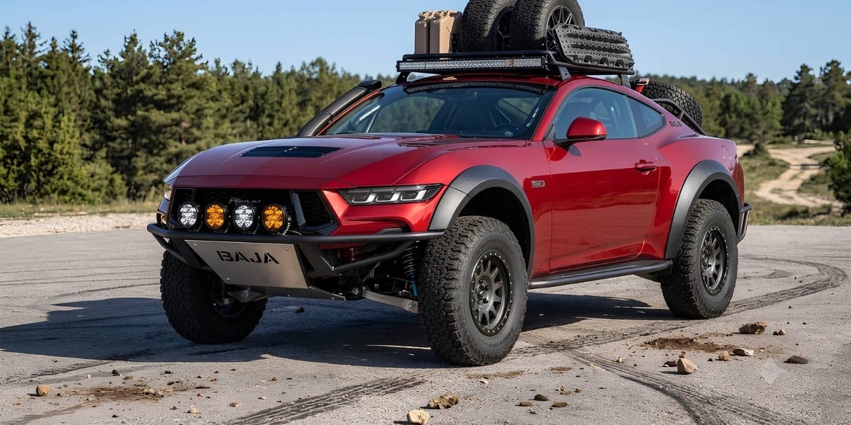 Ford Mustang Baja Concept with roof rack and spare tires