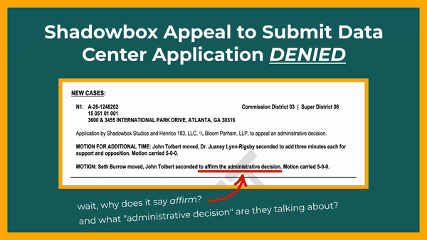 Shadowbox Appeal to Submit Data Center Application DENIED
