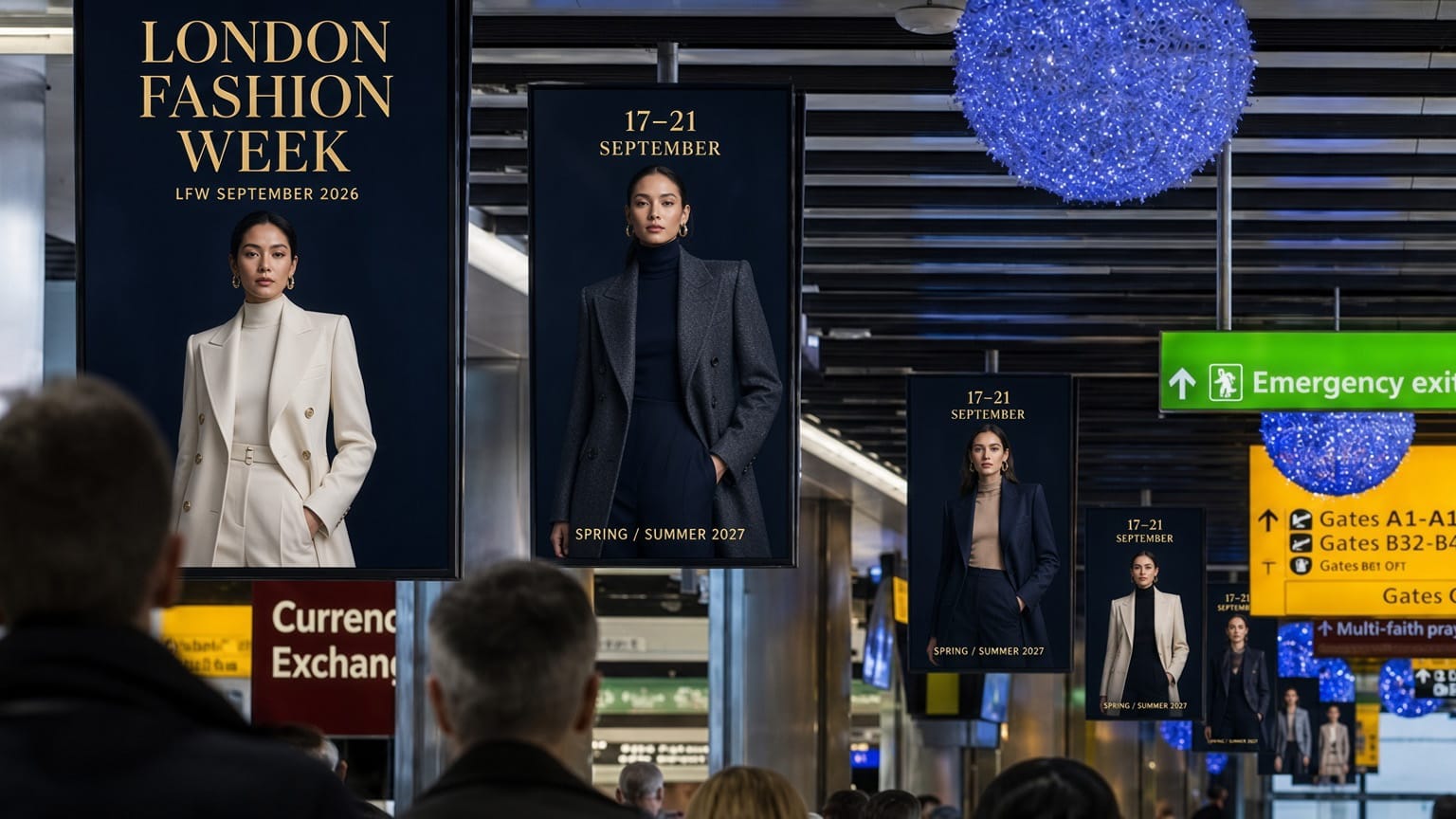 London Heathrow Airport (LHR) terminal media sites reaching international buyers and press during London Fashion Week 2026.