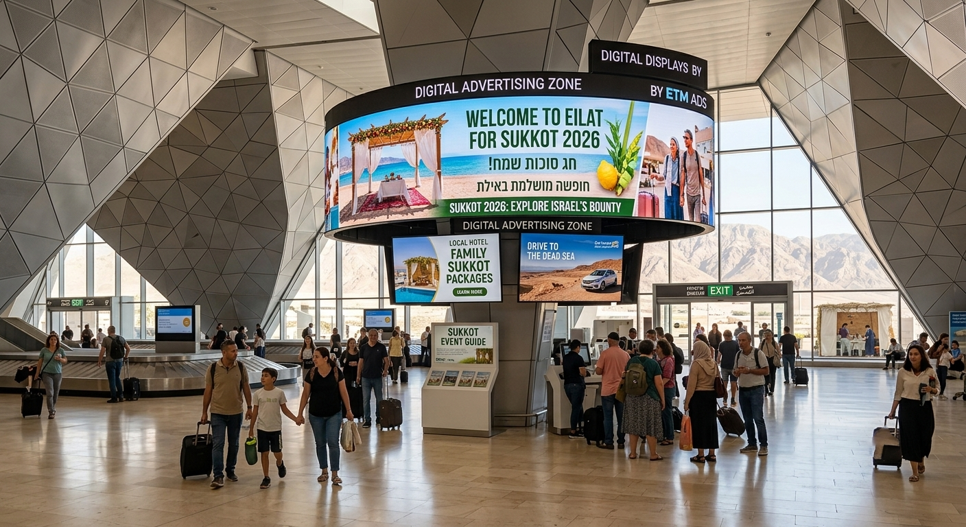 Advertising environment at Eilat Ramon Airport (ETM), the Sukkot 2026 domestic holiday destination.