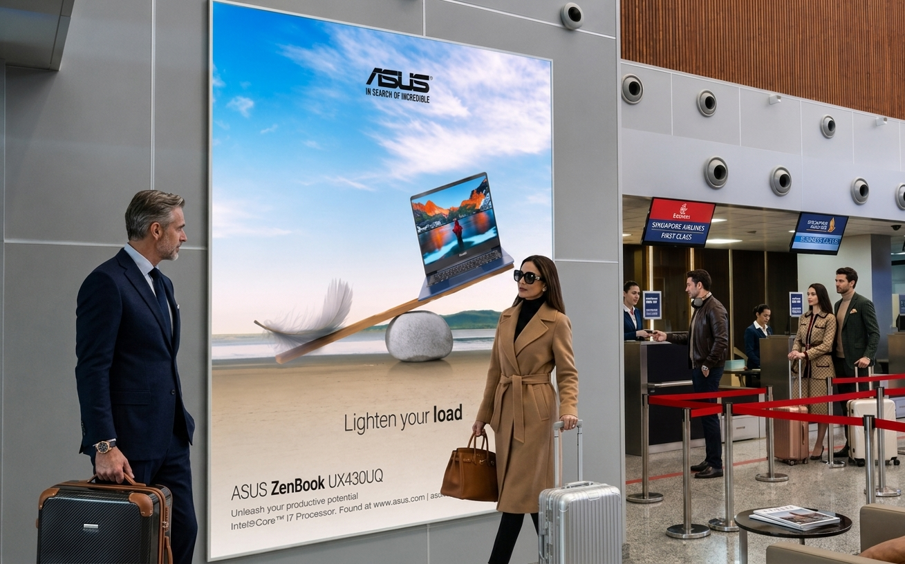 Airport advertising sites at Islam Karimov Tashkent International (TAS), the capital's single gateway during October 2026.