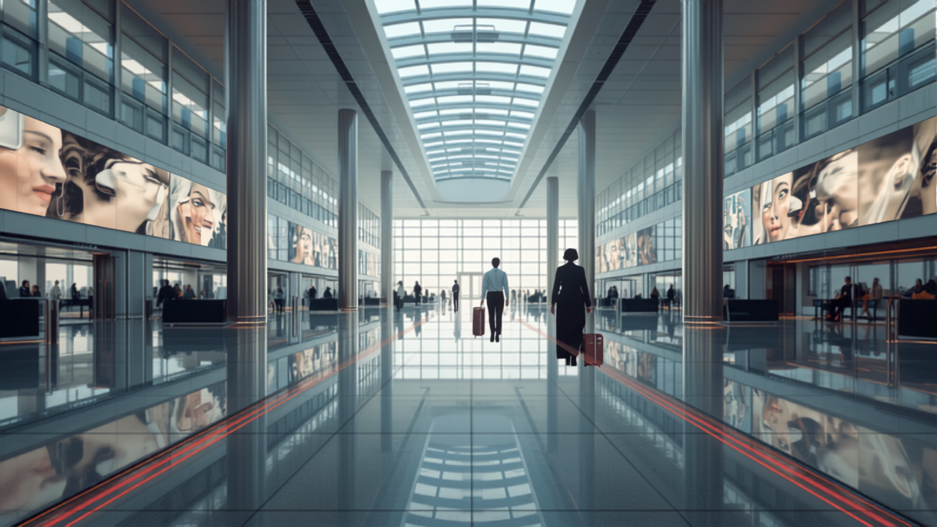 Illustrative concept of an airport digital advertising screen at AUH, themed for Abu Dhabi Grand Prix. Image for illustrative purposes only, not an actual installed advertisement.