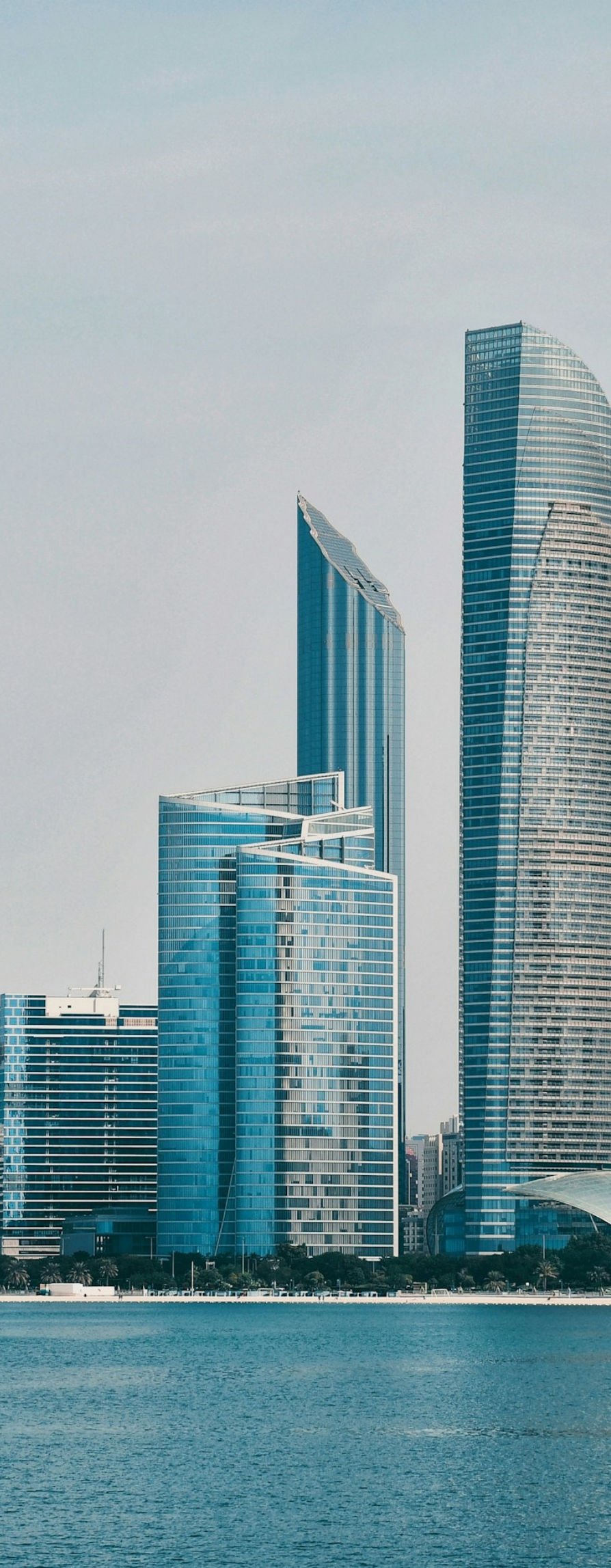 Abu Dhabi Corniche skyline by day, United Arab Emirates
