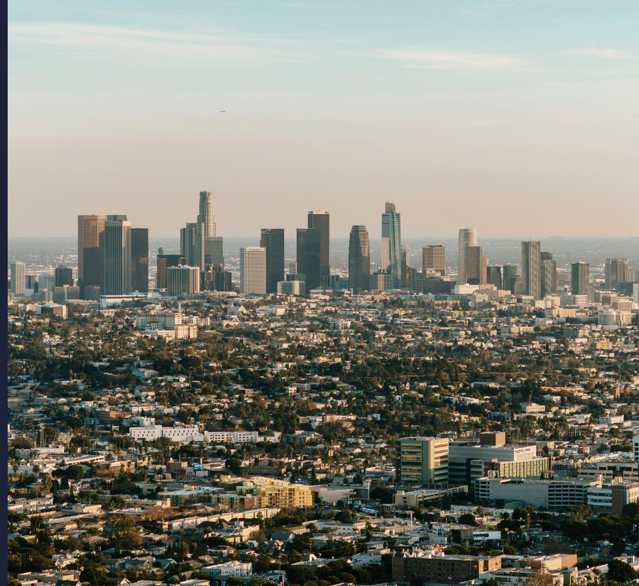 Downtown Los Angeles skyline seen from Griffith Observatory area, California