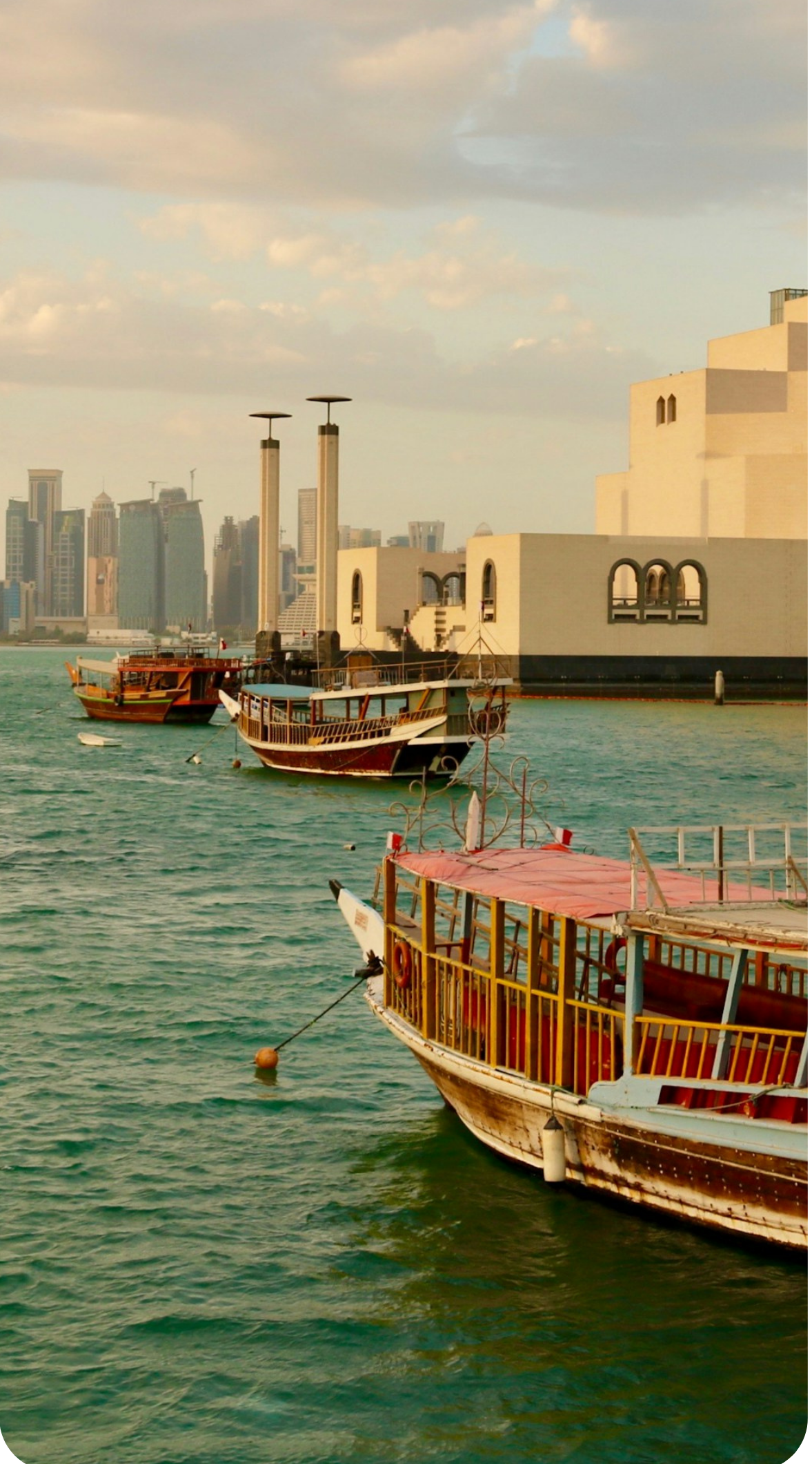 Museum of Islamic Art and traditional dhow boats, Doha, Qatar