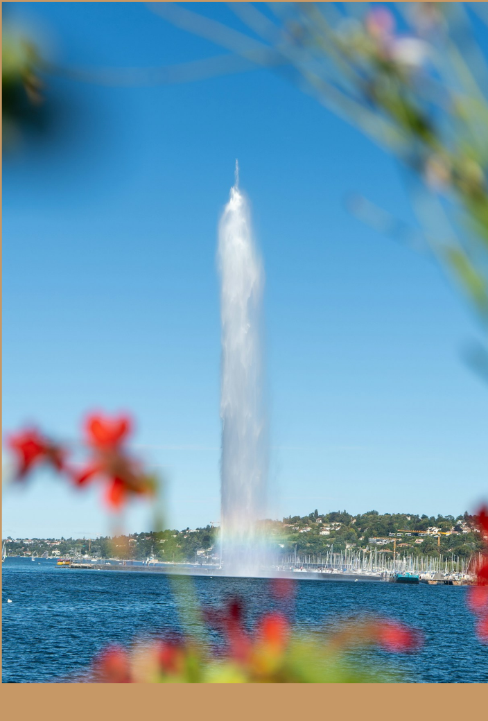Jet d'Eau fountain on Lake Geneva, Switzerland