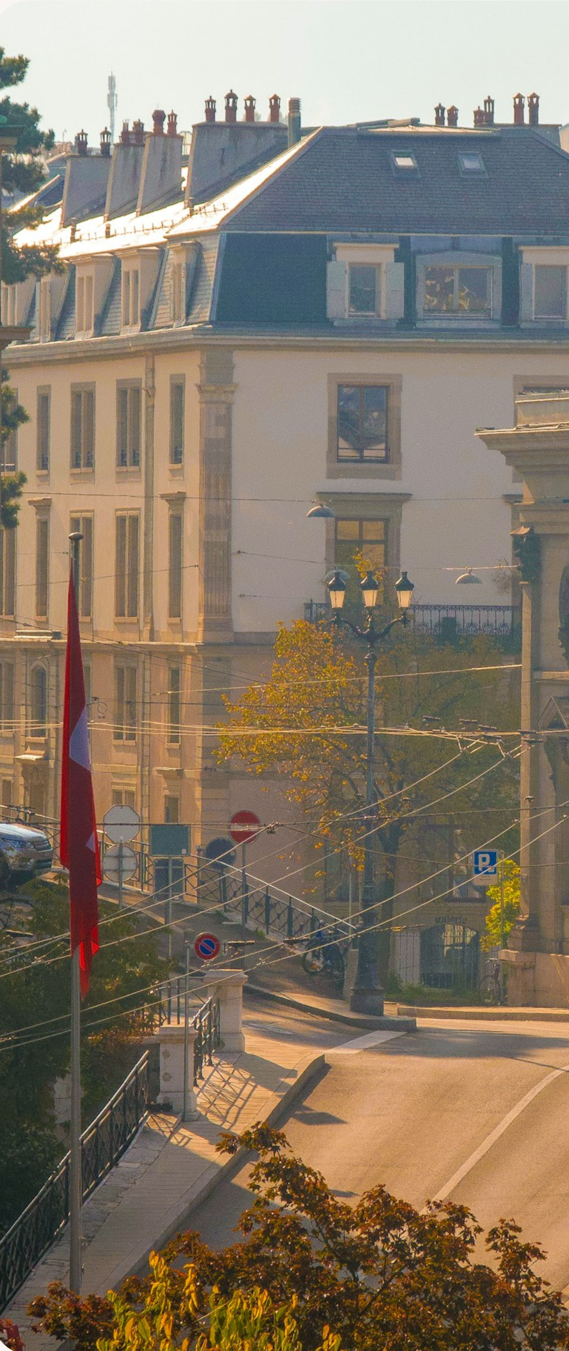 Historic old town street in Geneva, Switzerland
