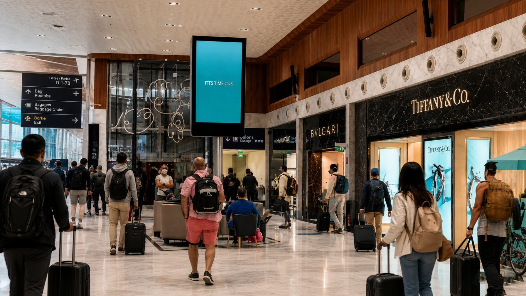 Advertising inventory at Paris Orly Airport, the city-adjacent French gateway during the Art Basel Paris 2026 week.