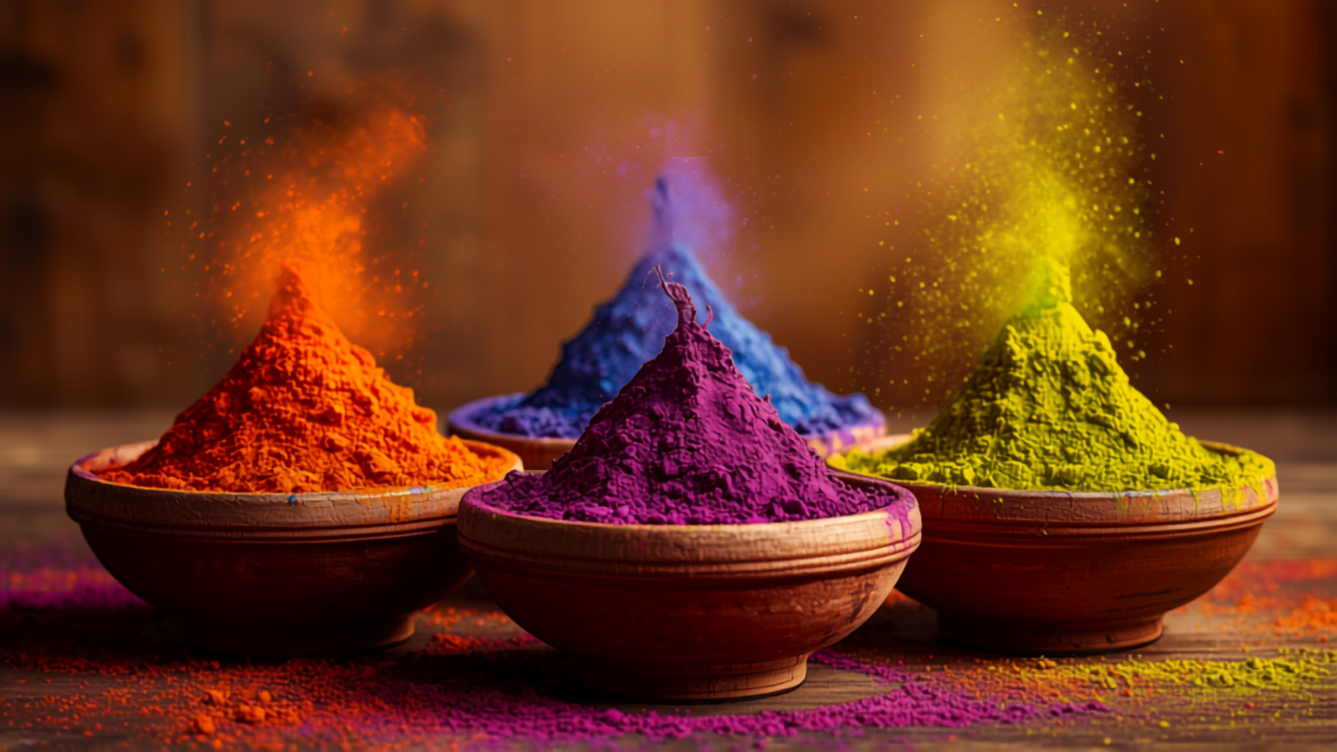 Colorful Holi festival powders
