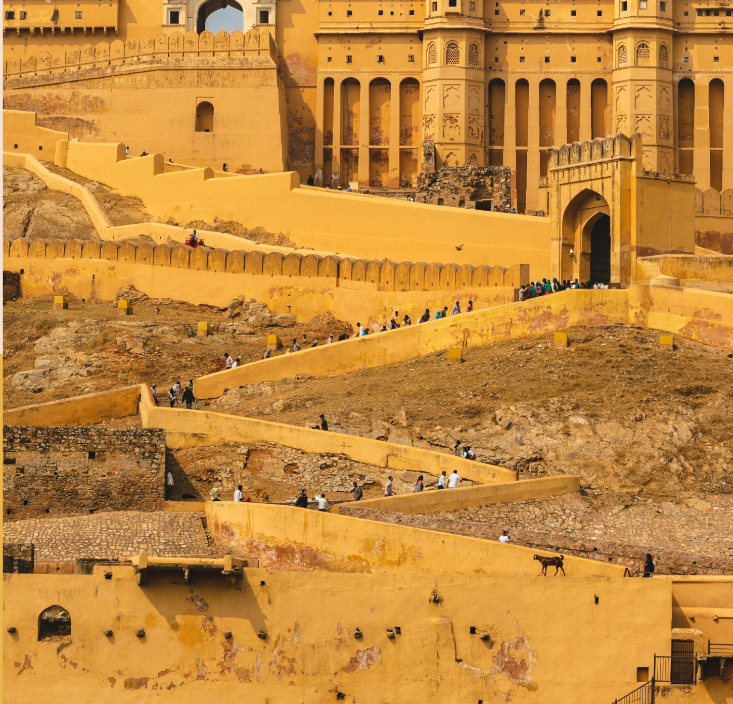 Amber Fort on the hillside near Jaipur, India
