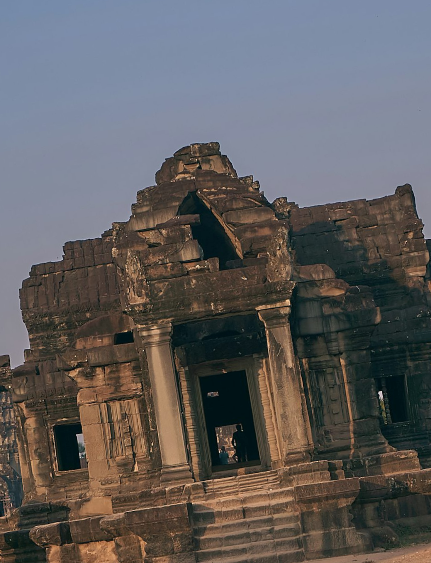 Ancient temple facade at Angkor, Siem Reap, Cambodia