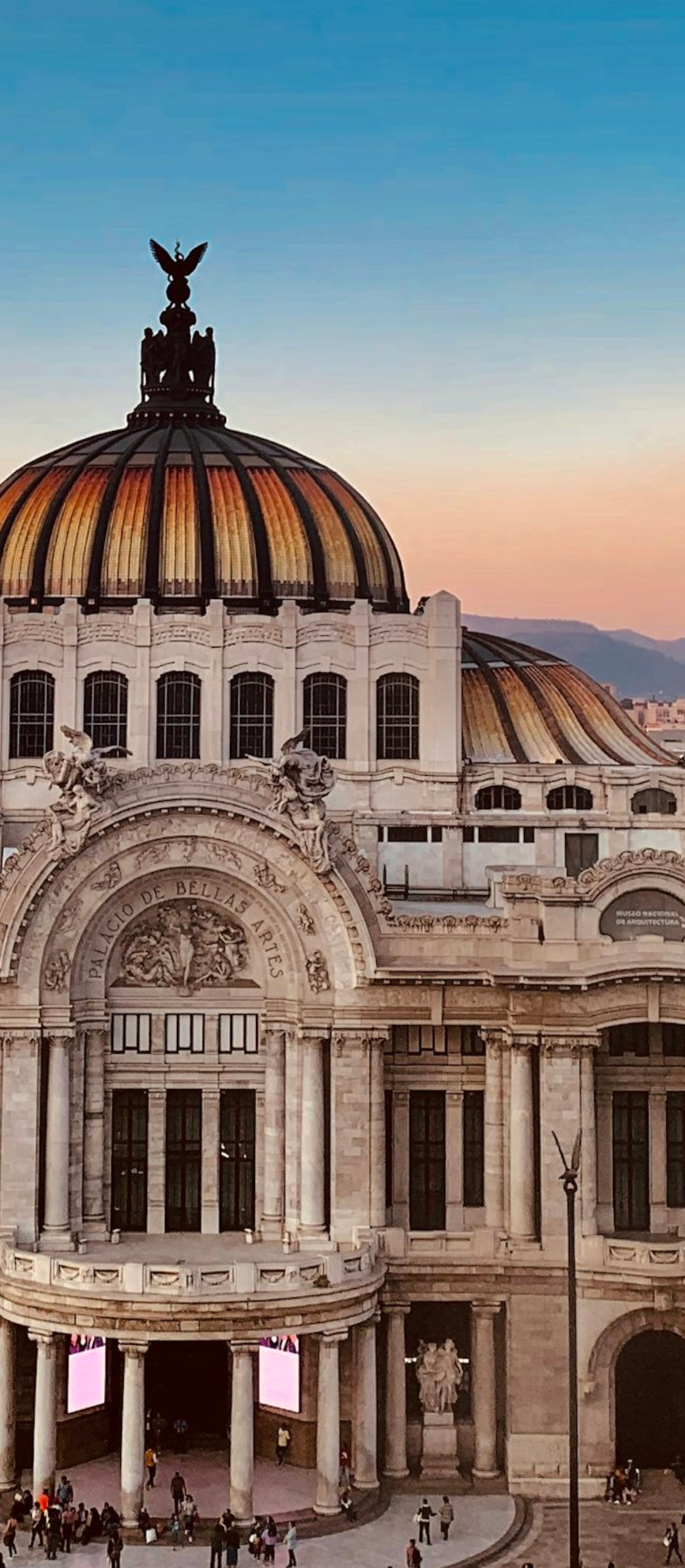 Palacio de Bellas Artes at sunset in Mexico City, Mexico