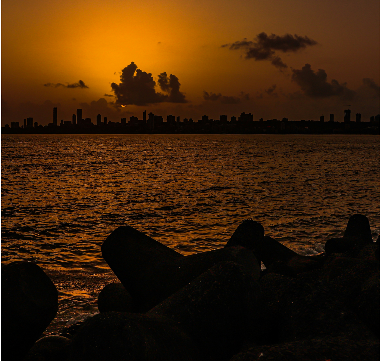 Sunset over Marine Drive and the Mumbai skyline