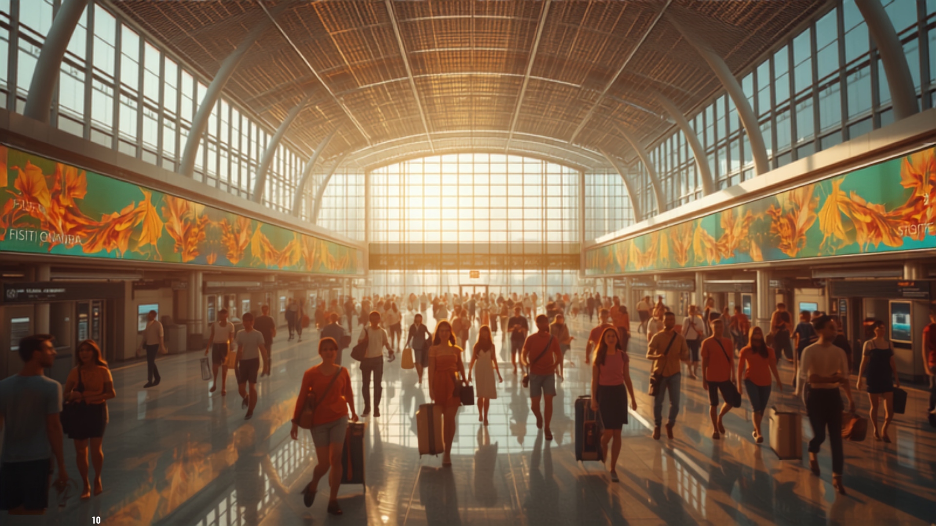 Illustrative concept of an airport digital advertising screen at GIG, themed for Rio de Janeiro and Sao Paulo Carnival. Image for illustrative purposes only, not an actual installed advertisement.