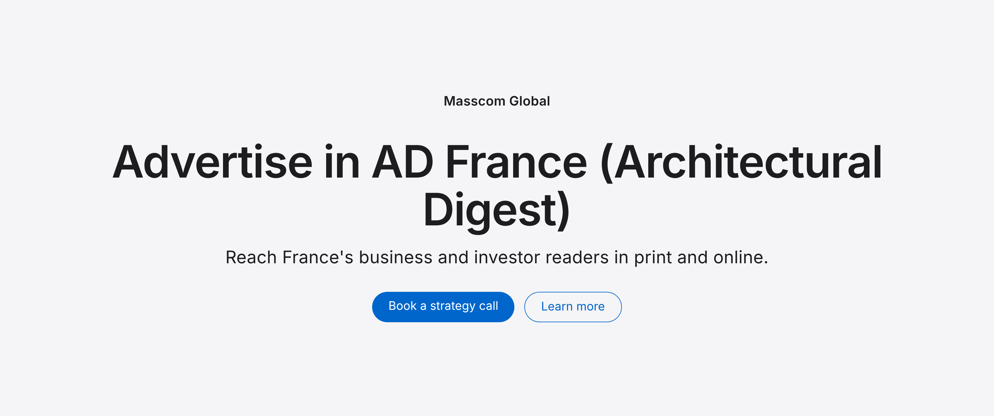 Advertise in AD France (Architectural Digest): reach France's business and investor readers