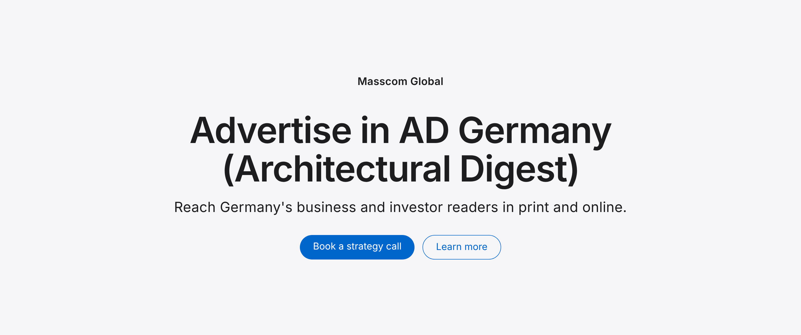Advertise in AD Germany (Architectural Digest): reach Germany's business and investor readers