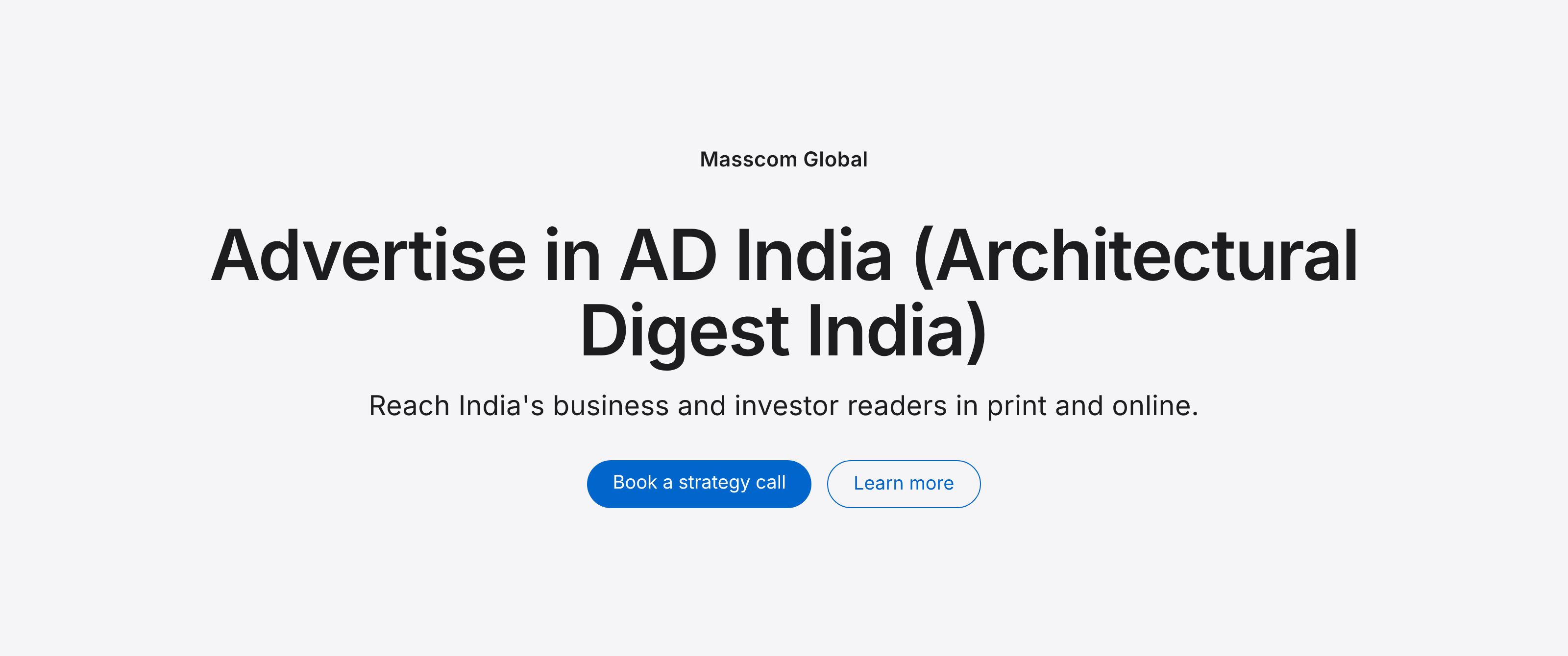 Advertise in AD India (Architectural Digest India): reach India's business and investor readers