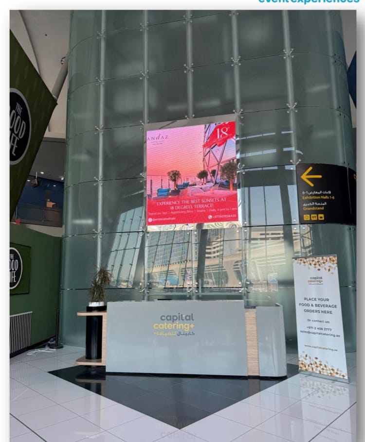 Concourse elevator LED screens at ADNEC, Abu Dhabi