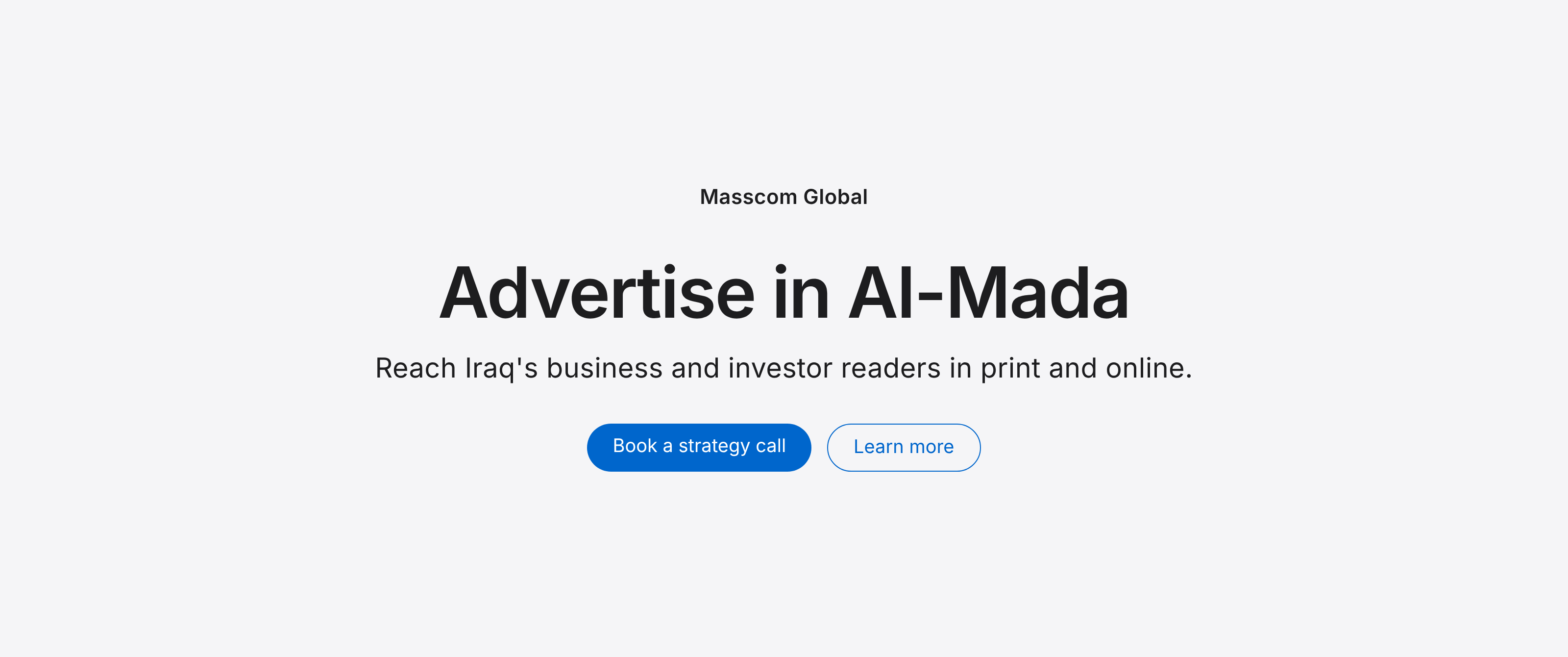 Advertise in Al-Mada: reach Iraq's business and investor readers