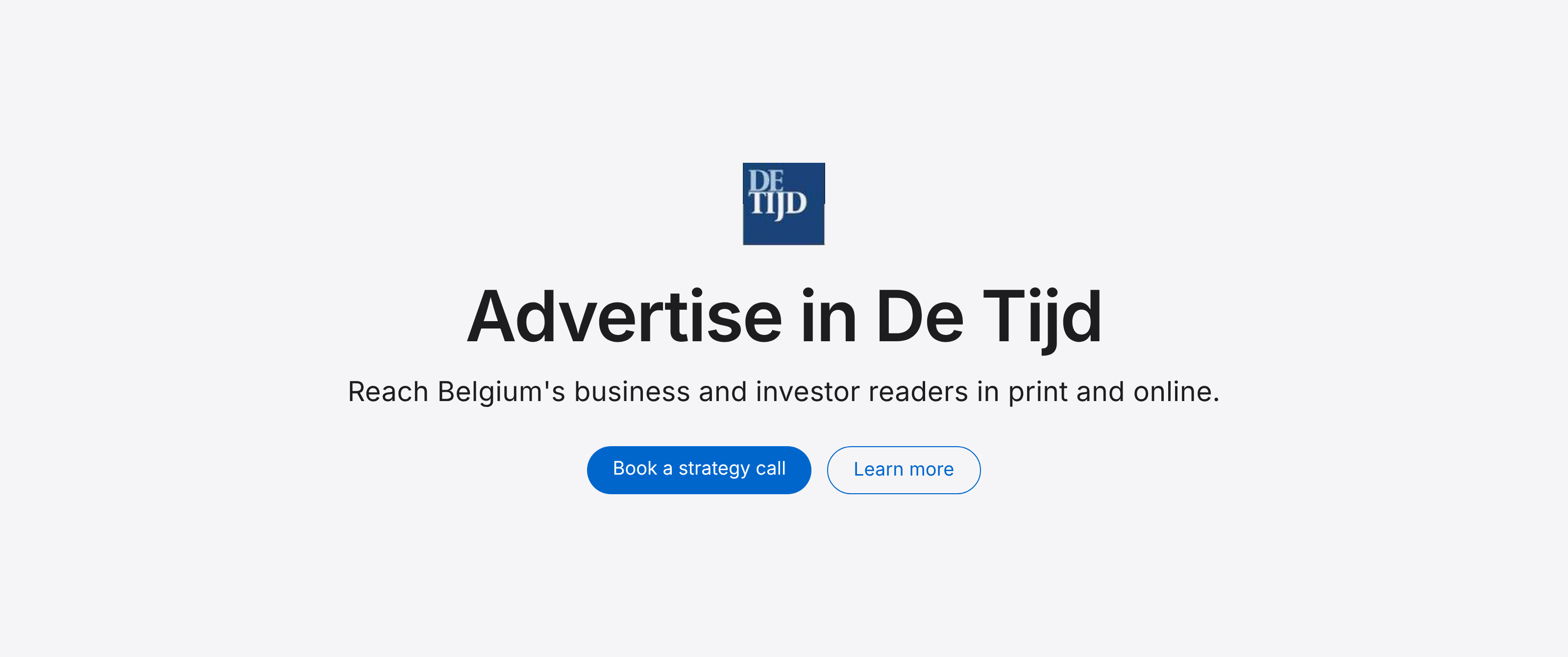 Advertise in De Tijd: reach Belgium's business and investor readers