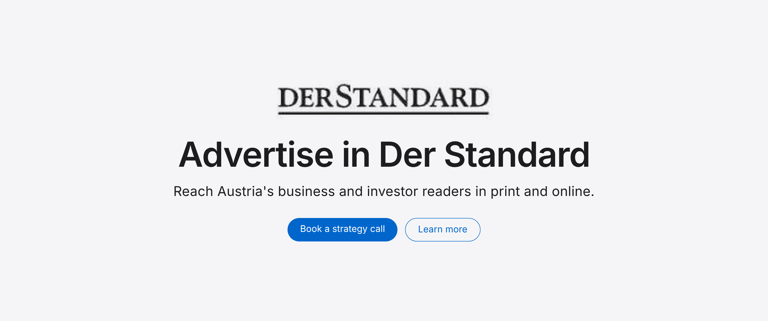 Advertise in Der Standard: reach Austria's business and investor readers