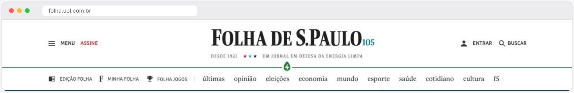 Folha de S.Paulo website homepage, Brazil business and investor news