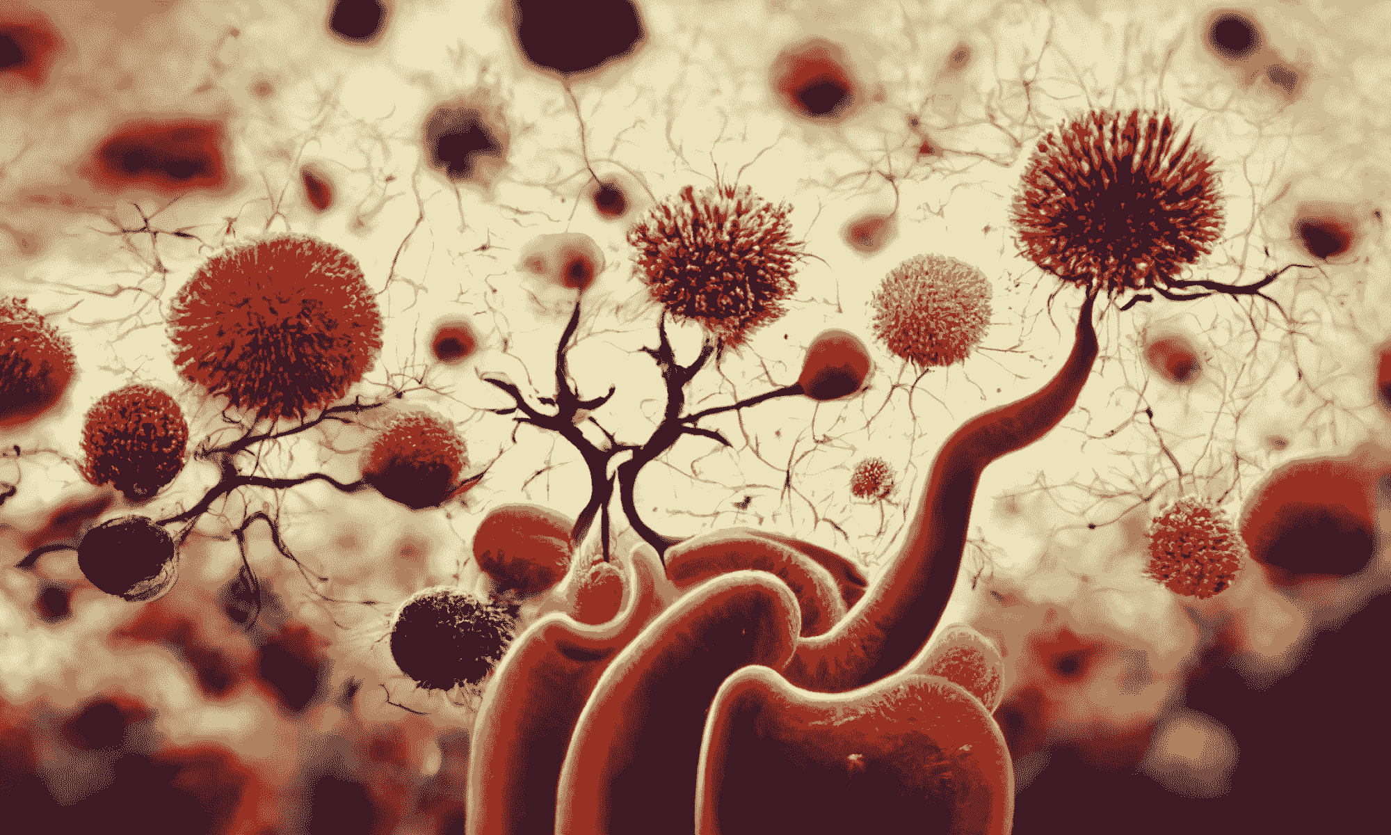 A digital depiction of the microbes in a human body.