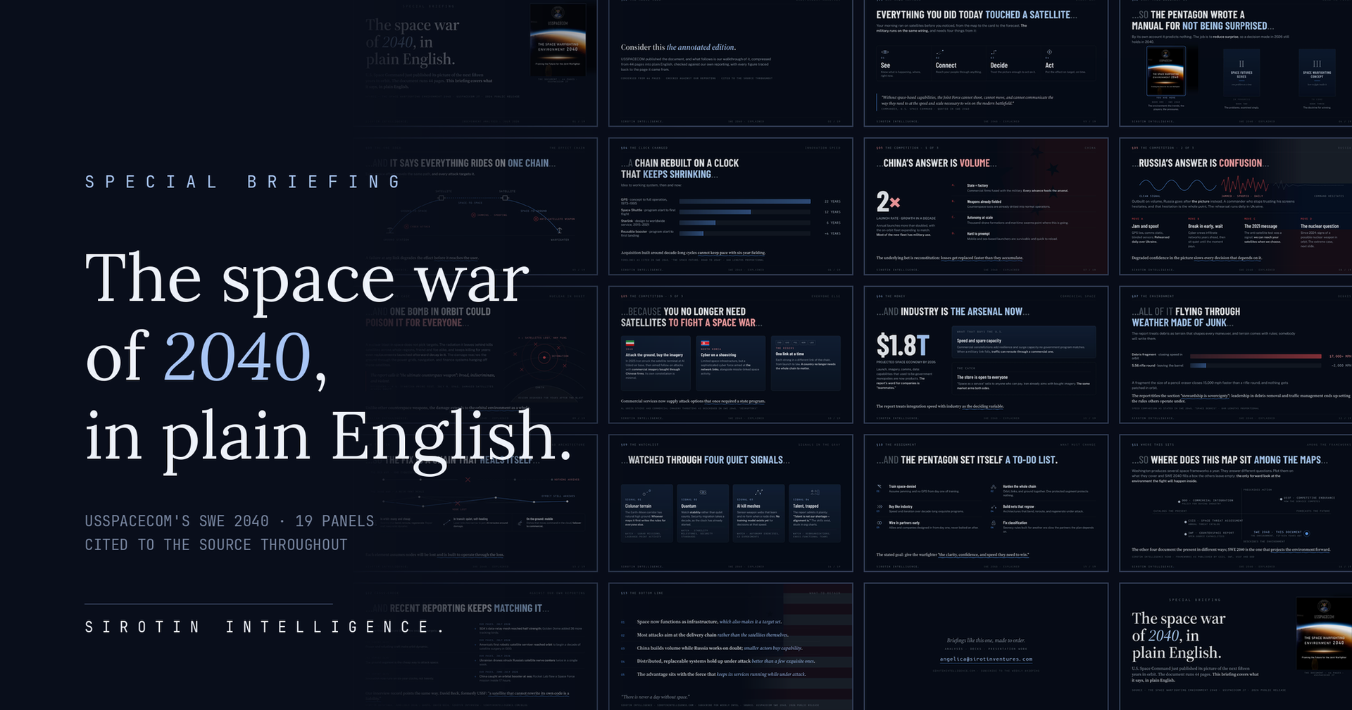 FOR IMMEDIATE RELEASE: Sirotin Intelligence Releases "The Space War of 2040, in Plain English" – a Visual Briefing on U.S. Space Command's Space Warfighting Environment 2040 Report
