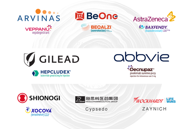 Company and drug logos for the FDA approvals of May 2026