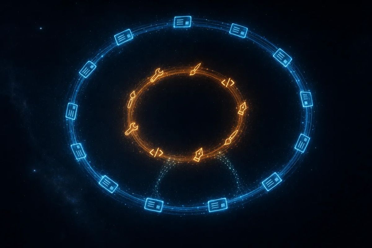Outer loop, inner loop. Orchestration meets capability. Image created using vanikya.ai.