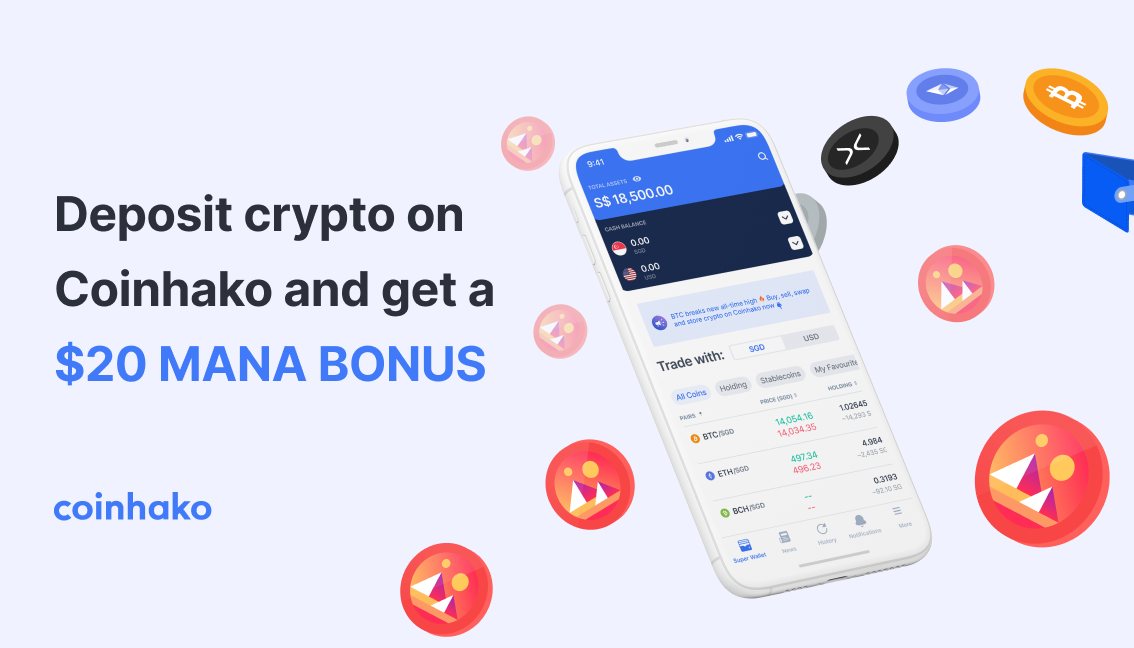 Decentraland (MANA) Bonus For Crypto Deposits to Coinhako From 17 Dec - 15 Jan 2022
