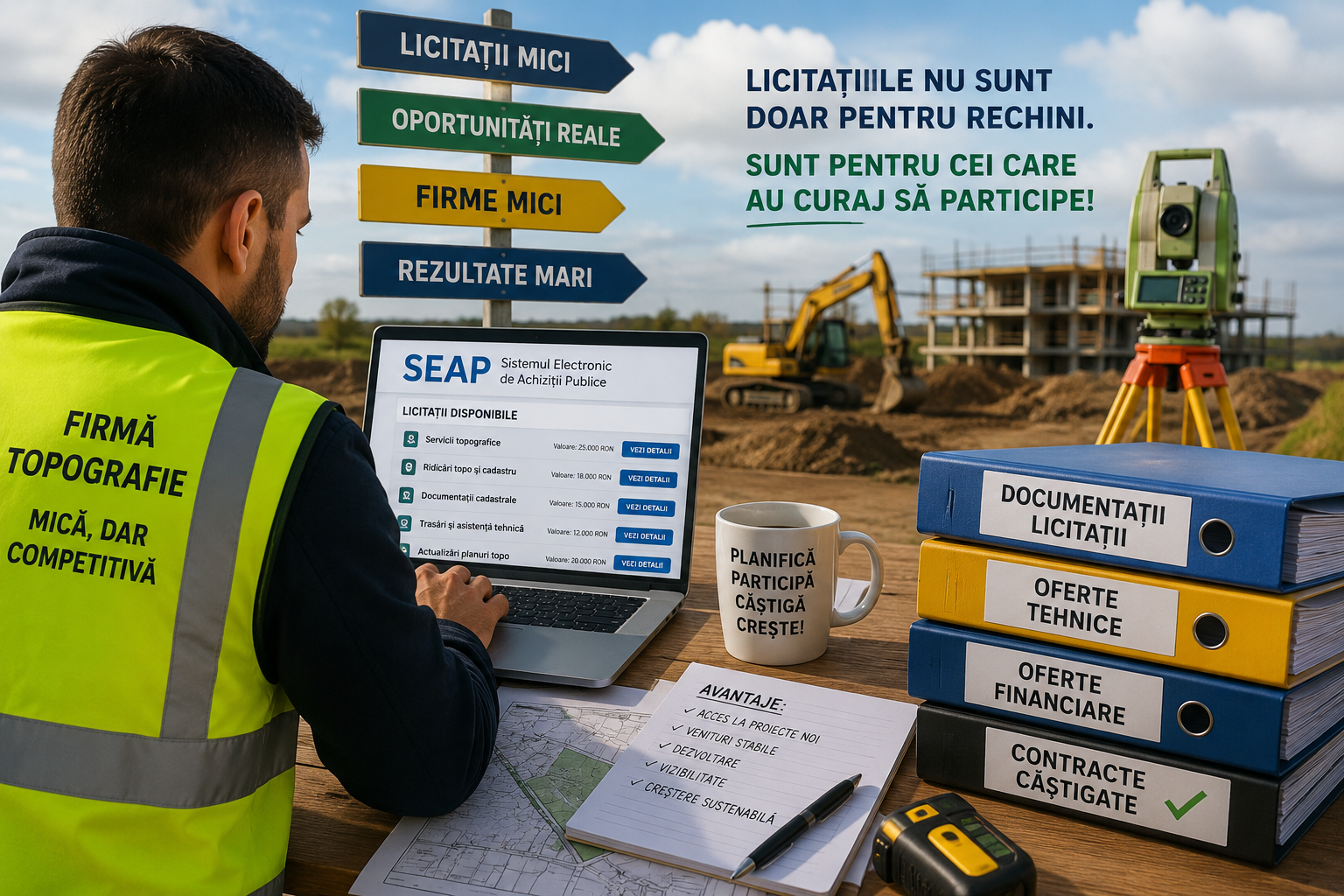 Licitațiile nu sunt doar pentru „rechini”. Cum pot firmele mici și medii de topografie să transforme SEAP-ul într-un motor real de creștere