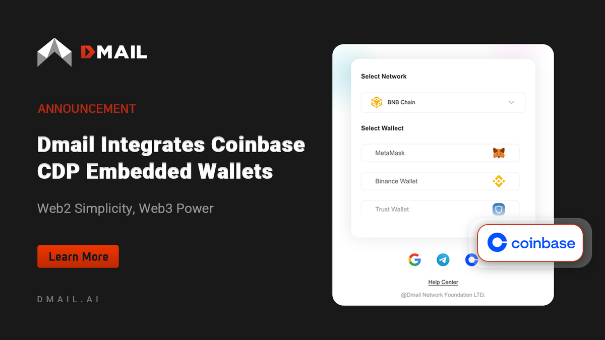 Dmail Integrates Coinbase CDP Embedded Wallets: Web2 Simplicity, Web3 Power