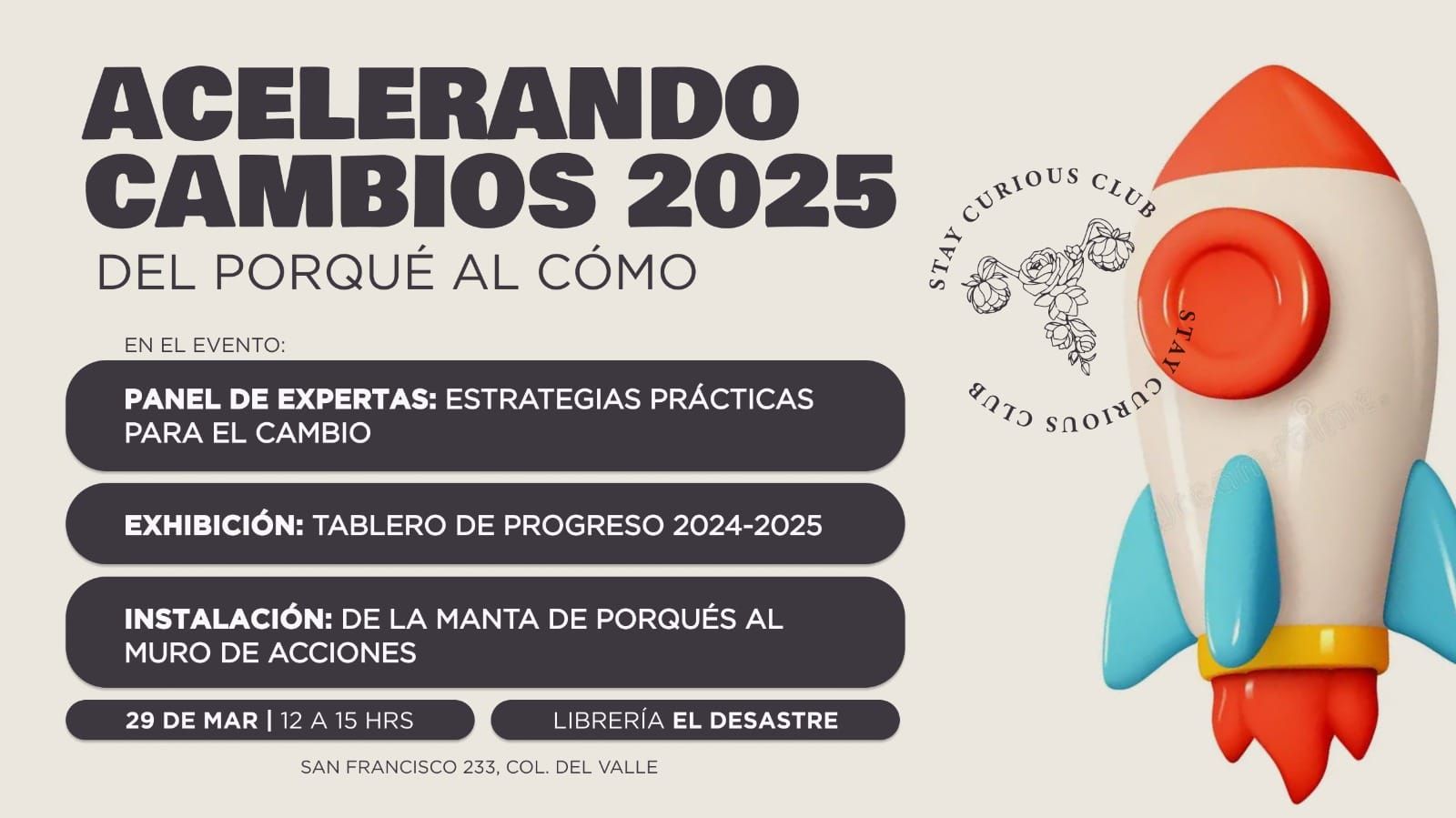 Arte por Alma Vilchis, para Stay Curious Club 2025. 