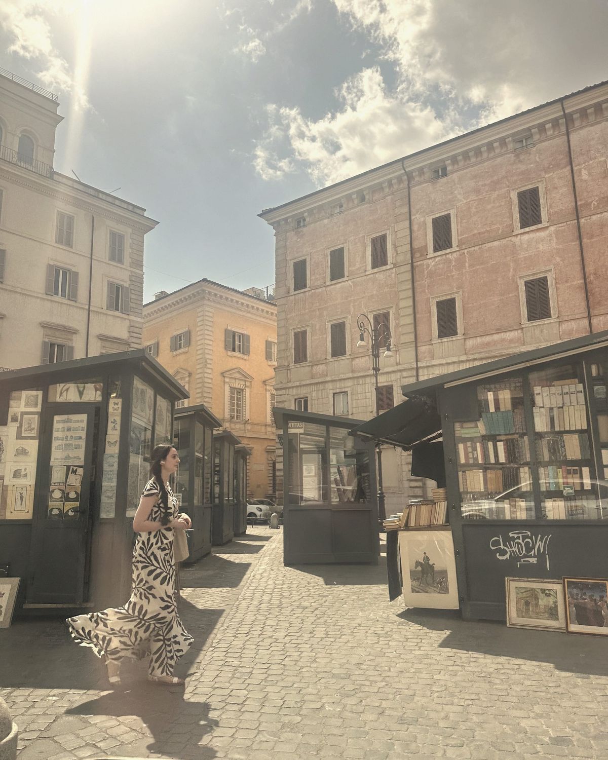 The bookstalls don't compete with the palazzo