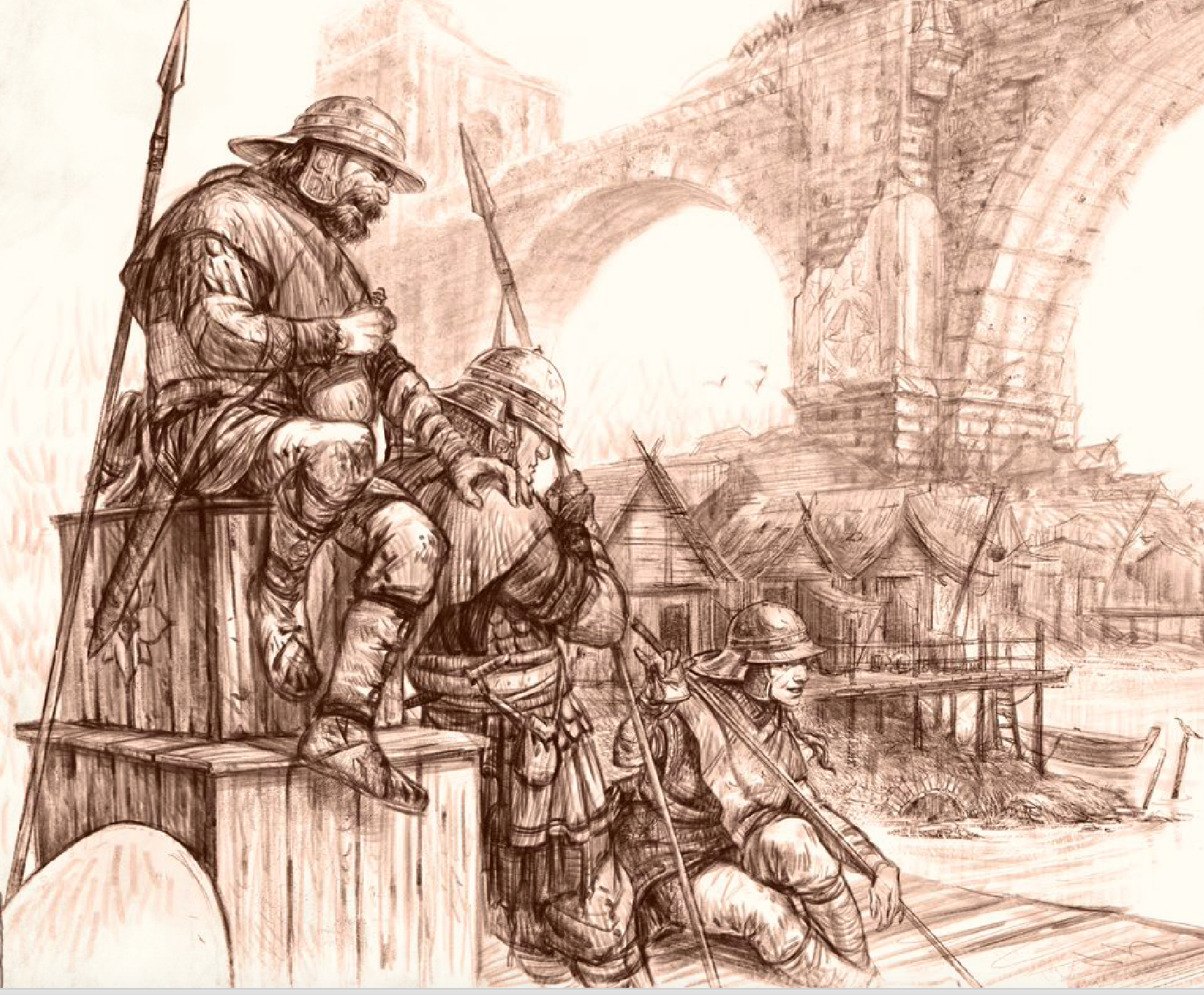 Illustration of guardsmen from The One Ring: Ruins of the Lost Realm