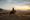 Woman Wearing Cowboy Hat On Horse Looking Off At Golden Hour of Sunset With Cloudy Sky
