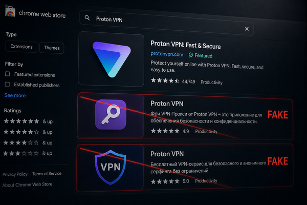 Fake Proton and Amnezia are still on the Chrome Web Store