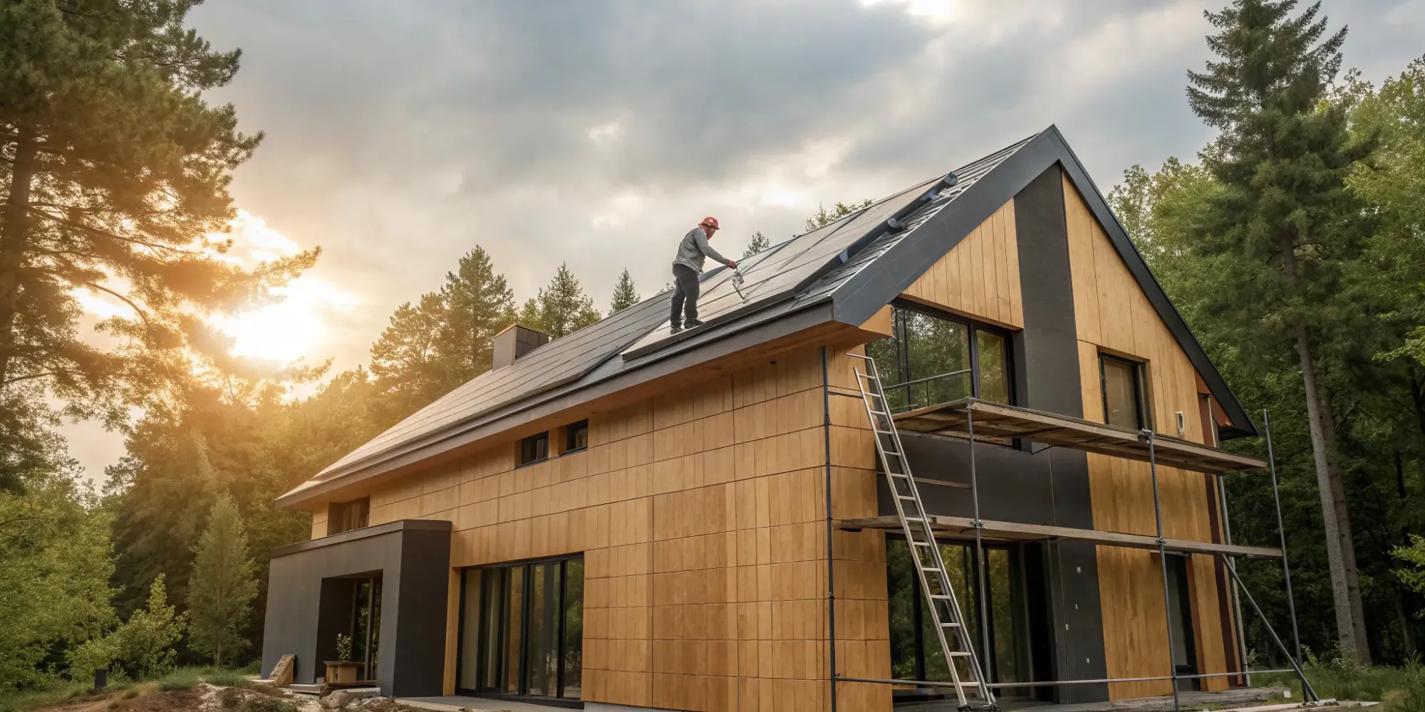 Lightweight, fireproof roofing material installation.