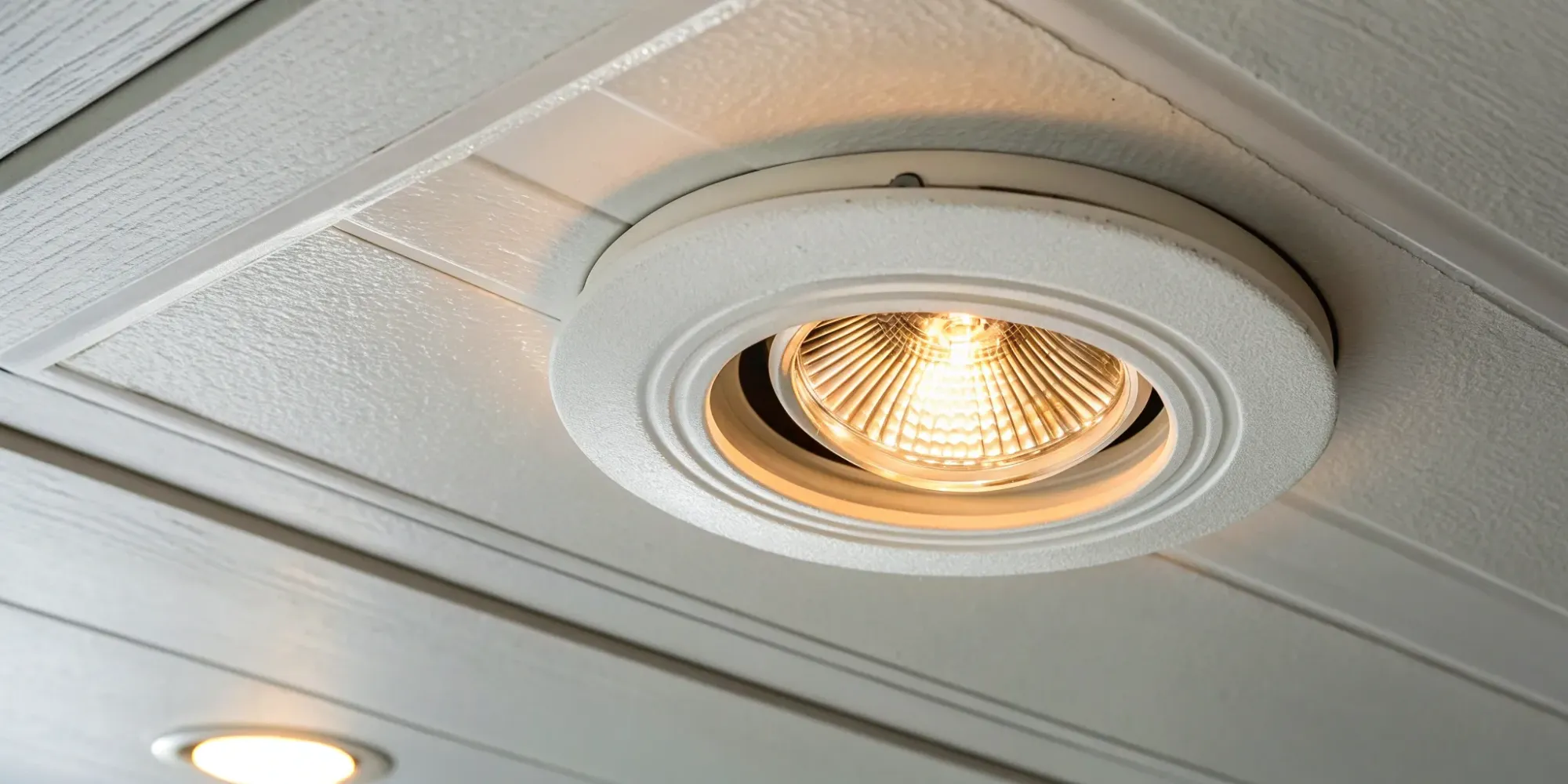 A fire rated downlight that meets building regulations for ceiling fire protection.