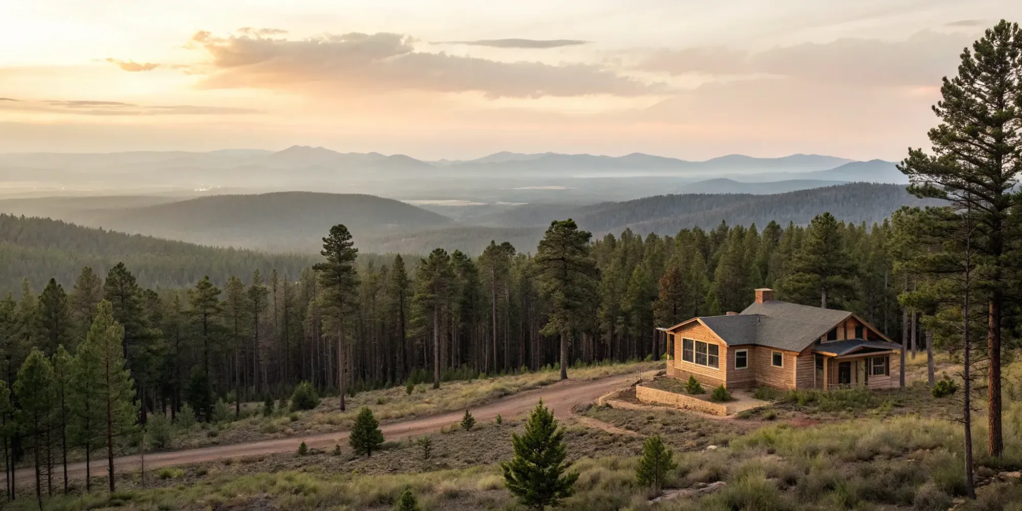 A new build in Colorado designed for wildfire mitigation in a mountain forest setting.