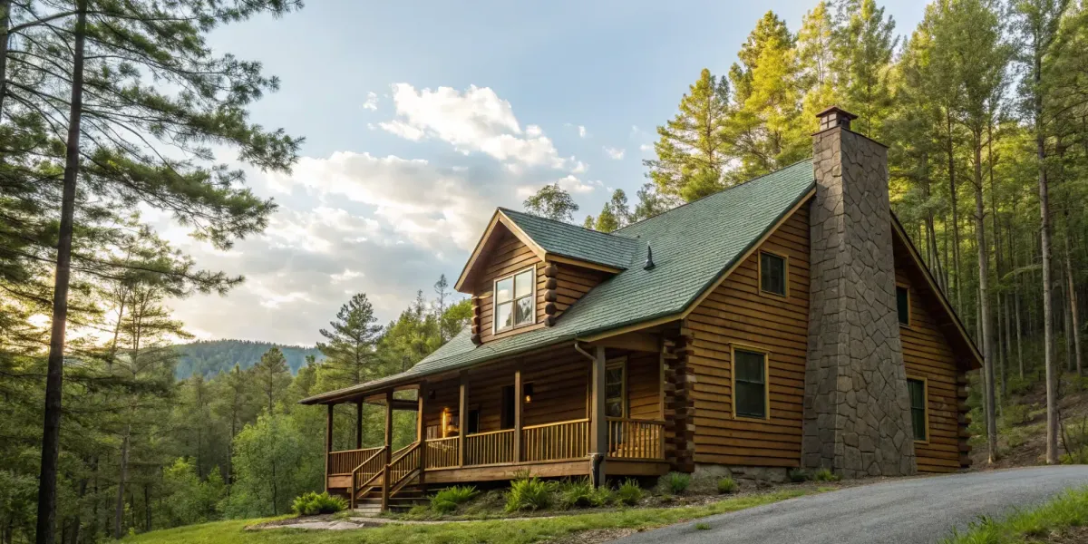 Fire-resistant siding protecting a cabin located deep in a forest.