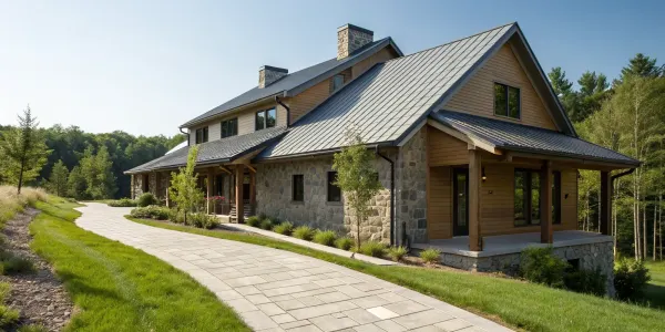 A modern home under construction in Massachusetts requiring home building insurance.